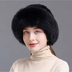 Chapéu de pele de vison genuíno para mulheres Boné de malha natural Gorros luxuosos Headwear de malha artesanal Pele de raposa real, moda inverno quente, nova na internet