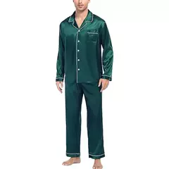 Conjunto de pijama com cardigã de manga comprida masculino, monocromático, lapela, casual, roupa de casa simples, pijamas, plus size, juventude, outono, inverno, 2 peças, conjunto na internet