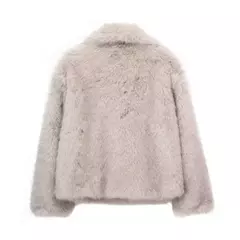 Imagem do TRAF-Jaqueta feminina de tecido de lantejoulas de metal, casaco solto, gola alta, manga comprida, outerwear feminino chique, outono, inverno, 2023