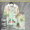 Conjunto de camisa casual com estampa floral masculina manga curta, terno de praia, hip hop, solto, verão, 2024
