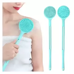 Imagem do Dupla Face Escova De Banho De Silicone com Cabo Longo, Esfoliante Escova De Chuveiro, Esfoliante Corporal, Massagem Costas, Acessórios Do Banheiro, 1PC