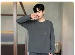 Pijama masculino com gola em o listrado, pijamas de algodão penteado, lounges plus size, outono e inverno, maduro na moda, novo, L a 6XL, 2020 na internet