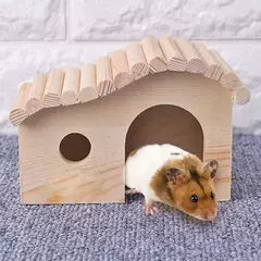 Portátil de madeira Dormir Camas, anti-ácaro, pequeno animal Cozy House, Hamster Montagem Cottage, Pet Supplies - Wolf Magazine