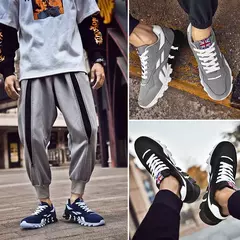 Imagem do Tênis de corrida casual respirável para homens, antiderrapante, absorvente de choque, sapatos de caminhada confortáveis, esportes da moda, novo, 39-48, 2024
