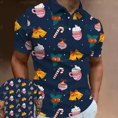 3D Natal Imprimir Polo T-shirts para homens, camisas soltas de grandes dimensões, Street Designer, mangas curtas, roupas simples, alta qualidade - loja online