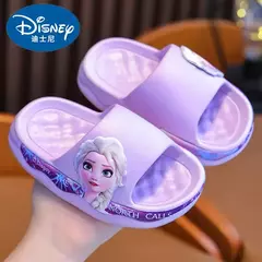 Disney-chinelos infantis de princesa Elsa congelados, sola macia antiderrapante, sandálias de banho internas, desenhos animados bonitos, verão