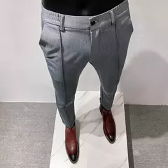 Homens Primavera Terno Calças de Alta Qualidade Negócios Calças Formais Elastic Slim Fit Simples Social Casual Calças Roupas de Marca Masculina na internet