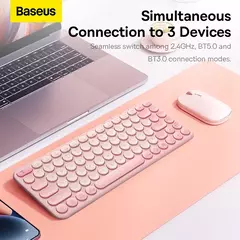 Baseus-Teclado silencioso sem fio para iPad, Bluetooth 5.0, 3.0, 2.4G, USB, EN 84 Keycaps, Tablet, Laptop, Computador, Mulheres na internet