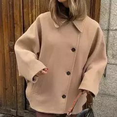 Casaco feminino elegante de peito único, manga comprida, lapela, casacos grossos quentes, outwear de bolso solto, rua alta, feminino, outono, inverno - Wolf Magazine