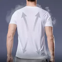 Manga Curta Masculina Esporte T-Shirt, Camiseta de Corrida Rápida, Camisa de Fitness Respirável, Top De Seda De Gelo, Camisas De Futebol De Ginásio, Roupas Masculinas