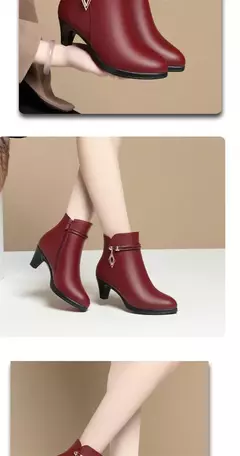Imagem do Botas de inverno de couro macio para a mamãe, Sapatos de plataforma pretos eleg