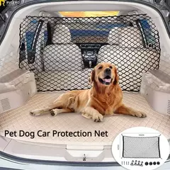 Imagem do Cerca de inicialização de carro, malha de isolamento para cães e animais de estimação, malha de isolamento elástica durável e resistente, cerca de segurança para animais de estimação para qualquer veículo
