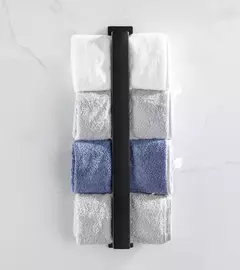 Toalha de aço inoxidável para banheiro, cremalheira de parede, sem broca, cabide preto, prateleira de chuveiro, cozinha rack, auto-adesivo na internet