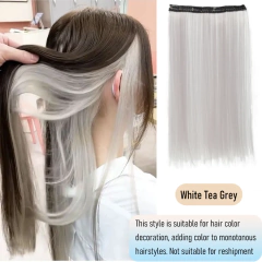 Extensões de cabelo liso sintético de 50 cm com 4 cartões, clipe em rabos de cavalo, perucas rosa/azul/roxo, perucas de Halloween/Natal - loja online