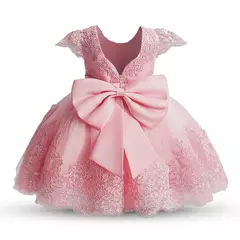 Bordado Elegante Crianças Princesa Vestidos para Meninas Luxo Golden Lace Vintage Crianças Festival Party Gown Bebê Batismo Vestidos