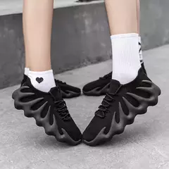 Sapato de meias respiráveis de sola grossa masculino, tênis de corte baixo, calçados esportivos casuais masculinos, corrida ao ar livre, moda casal, antiderrapante, novo