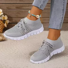 Tênis casual feminino, confortável e respirável, sapato de plataforma versátil com cordões, moda verão, 2024