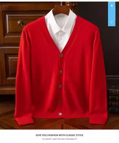 BROWON-Cardigã monocromático com decote em v masculino, suéter casual, cardigã comercial, clássico, moda coreana, roupas masculinas - comprar online