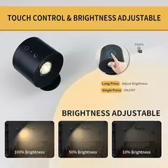 LED cabeça dupla lâmpada de parede com controle remoto, 360 ° Rotatable, USB Recarga, sem fio, portátil, Night Light para o quarto, lâmpada de leitura, Touch Control - comprar online