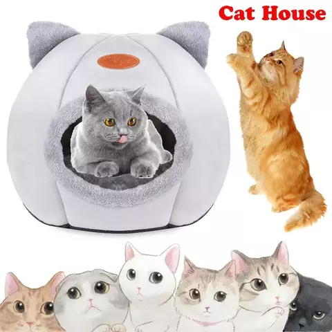 Mais alta qualidade conforto casa para animais de estimação tenda inverno deluxe semi-fechado sono profundo cama de gato casa para animais de estimação tenda pequena esteira cesta pequeno cão