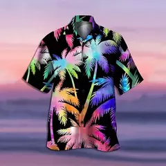 Camisa havaiana com estampa 3D masculina papagaio, blusa de praia casual manga curta, camisa lapela vocacional, moda menino - comprar online