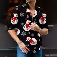 Camisa de árvore de Natal masculina, camisa clássica, manga longa, high-end, costura diária, estilo festa, moda, 2024 - loja online