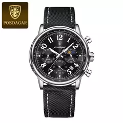 POEDAGAR-Relógio desportivo militar de luxo masculino, cronógrafo luminoso impermeável, relógios masculinos, quartzo, nylon, couro, data - loja online