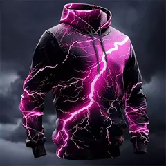 Moletom com estampa relâmpago 3D masculino, tendência de rua, pulôver grande Harajuku, moletons casuais, blusa engraçada, moda outono e inverno
