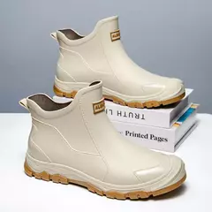 Botas de chuva de cano baixo masculinas coreanas, botas aquáticas de cozinha, sapatos de borracha para pesca, moda casual, verão - loja online