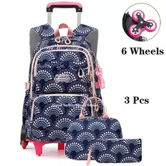 Rolling School Bags for Girls, Mochila impermeável para crianças com rodas, Trolley Luggage Back Pack, Ensino médio - loja online
