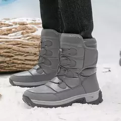 Imagem do Botas de neve de pelúcia quente para homens, botas impermeáveis de motocicleta, botas antiderrapantes, top alto, novo, inverno