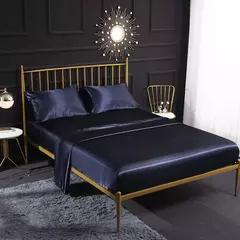 Imagem do Cetim sedoso equipado folha conjunto com travesseiros caso, macio e suave Twin Bedsheets, monocromático, Queen Luxo e King Size, Início Set Folha de cama