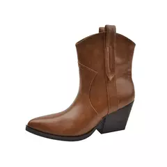 Imagem do Ankle Boot casual ocidental para mulheres, plataforma, dedo apontado, sapatos de grife, slip-on, salto alto, moda, outono, inverno