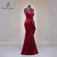 Vestido sexy de fenda lateral para mulheres, Vestido longo de baile, Ombro macio de cetim, Vestidos de noite, Vestido Maxi - Wolf Magazine