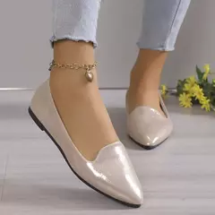 Mocassins deslizantes respiráveis para mulheres, sapatilhas rasas de balé elástico, fundo macio, sapatos de barco com dedo apontado, tamanho grande, 43, moda, 2024 - loja online