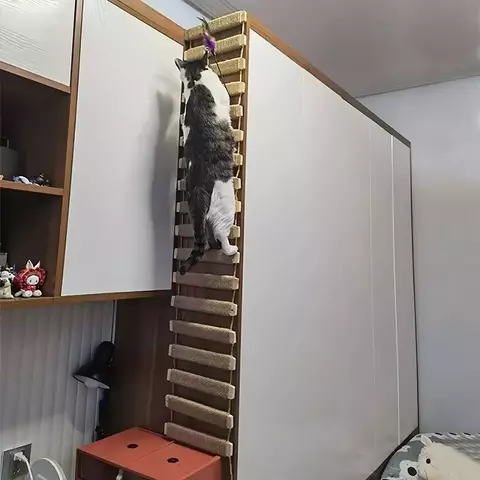 Escada de escalada para gatos, ponte para gatos, gaiola de sisal, corda de madeira, móveis para animais de estimação, gatinho, arranhador, poste, brinquedos, árvore