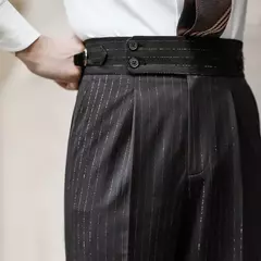 Calça de escritório masculina com fios Lurex, calça casual para negócios, roupas de clube social britânico 2022 na internet