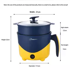 Máquina de cozinhar elétrica doméstica, 1-2 pessoas, panela quente, única, dupla camada, panela antiaderente, panela de arroz multifuncional - loja online