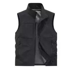 Imagem do Primavera outono confortável respirável colete à prova de vento dentro fora lazer novo ao ar livre pesca à prova de vento quente sem mangas colete