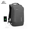 Kingsons-Mochila masculina para laptop, sacos de carregamento USB multifunções, mochilas antifurto e repelente de água, 15 in, 17 in, moda
