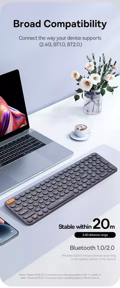 Baseus-Teclado Ergonômico Sem Fio, 2.4G, Bluetooth 5.0, Keycap Numérico, Office Game, Tablet, PC, iPad, MacBook, Laptop - Wolf Magazine