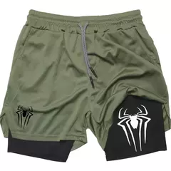 Calções desportivos com estampa aranha masculina, casual, ginásio, compressã - comprar online