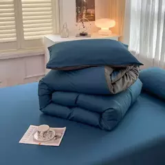 Conjunto de cama de tecido com escova de cor sólida, 2 lados, 4 peças, capa de edredom, fronha, lençol, colcha, único, queen, king size na internet