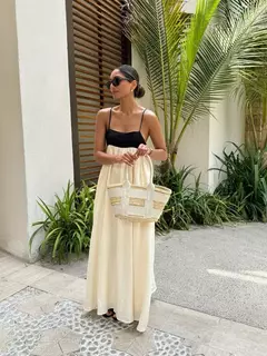 Vestido maxi feminino com sling oco, sem mangas, sem costas, vestidos soltos, streetwear casual, moda feminina, cor contrastante, sexy, 2024 - comprar online