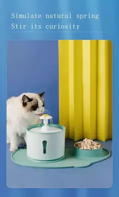 Distribuidor de água potável para animais de estimação, 2,4l, filtros de carvão ativado, led, recipiente alimentador automático, interface usb na internet