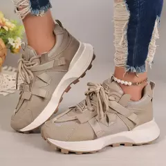 Novas mulheres tênis de malha respirável plataforma tênis feminino casual rendas até ao ar livre sapatos femininos baixo topo zapatos de mujer na internet