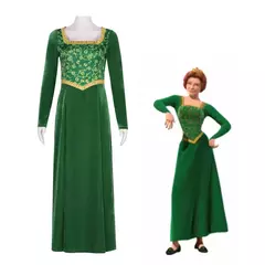 Anime princesa vestido verde fiona vestido shrek cosplay traje halloween fantasia festa terno roleplay para mulher adulta - comprar online