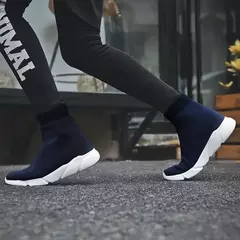 Grande número de alta superior peso leve masculino tênis meias dos homens tênis corrida sapatos femininos verão esportes esporte homem tênis azul B-524 - loja online