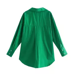 TRAF-Camisa multicolor de botões para mulheres, blusa de manga comprida, blusas extragrandes, streetwear feminino, verão - loja online