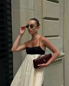 Vestido maxi feminino com sling oco, sem mangas, sem costas, vestidos soltos, streetwear casual, moda feminina, cor contrastante, sexy, 2024 - comprar online